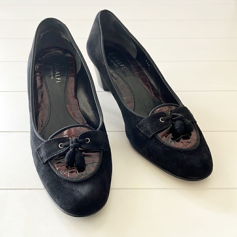 Vintage Amalfi Suede and Crocodile Tassel Pumps